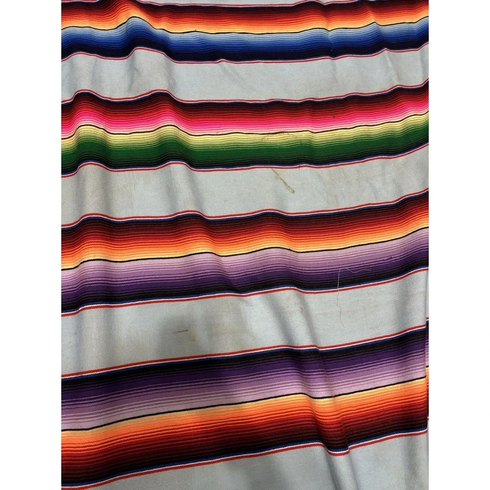 Vintage Mexican Saltillo Serape Woven Blanket‎ Colorful Outdoor Authentic *READ